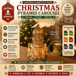 Wooden Christmas Pyramid Laser Cut File, Village Scenery Carousel SVG, Christmas Candle Pyramid Decor, DXF PDF EPS