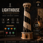 Lighthouse 3D Wooden Puzzle SVG | Laser Cut Files | CNC DXF Template | DIY Wood Model | Glowforge | Digital Download