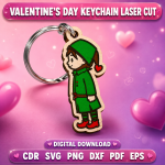 Valentine Keychain SVG, Love Heart Keychain Design, Laser Cut Keychain Template, DIY Valentine Gift, Digital Download File - Image 5