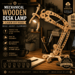 Mechanical Wooden Desk Lamp SVG | Adjustable Laser Cut Lamp Files | Glowforge Cricut CNC | DXF EPS AI PDF PNG | Digital Download