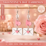 Valentine's Day Earrings 2 Romantic Earrings Template Instant Download - Image 10
