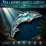 Sea Animals Layered Laser Cut SVG, Ocean Wildlife Wall Art, Marine Life Digital File, DXF PNG EPS PDF - Image 5