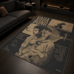 Vintage Samurai Philosophy Area Rug Japanese Warrior Home Decor Contemporary Area Rug Non-Slip Carpet for Bedroom Living Room