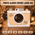 Photo Album Cover SVG | Laser Cut Wedding Album Template | Wooden Memory Book Cover | Digital Download - Image 4