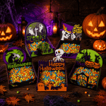Halloween Candy Holder SVG Bundle, Trick or Treat Candy Box SVG, Layered Laser Cut Files, Halloween Treat Box