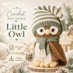 Little Owl Crochet Pattern PDF, Winter Owl Amigurumi Tutorial, Cute Bird Plush Pattern, Christmas Digital Download
