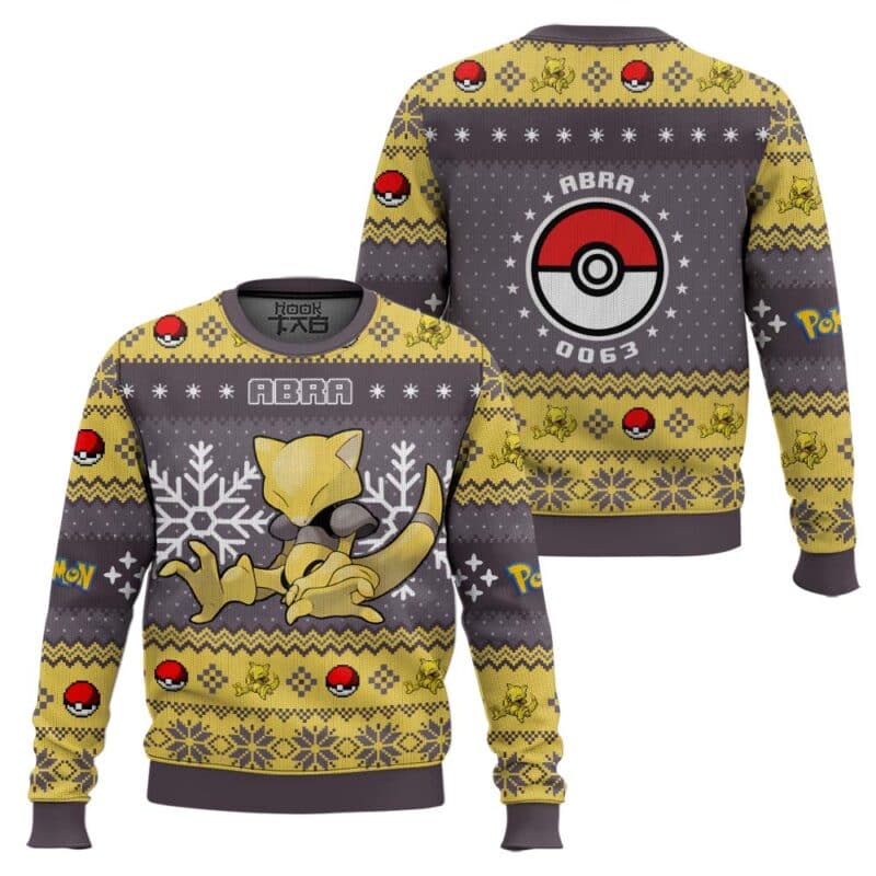 Abra Christmas Sweater, PKM Ugly Xmas Sweatshirt, Winter Holiday Gift