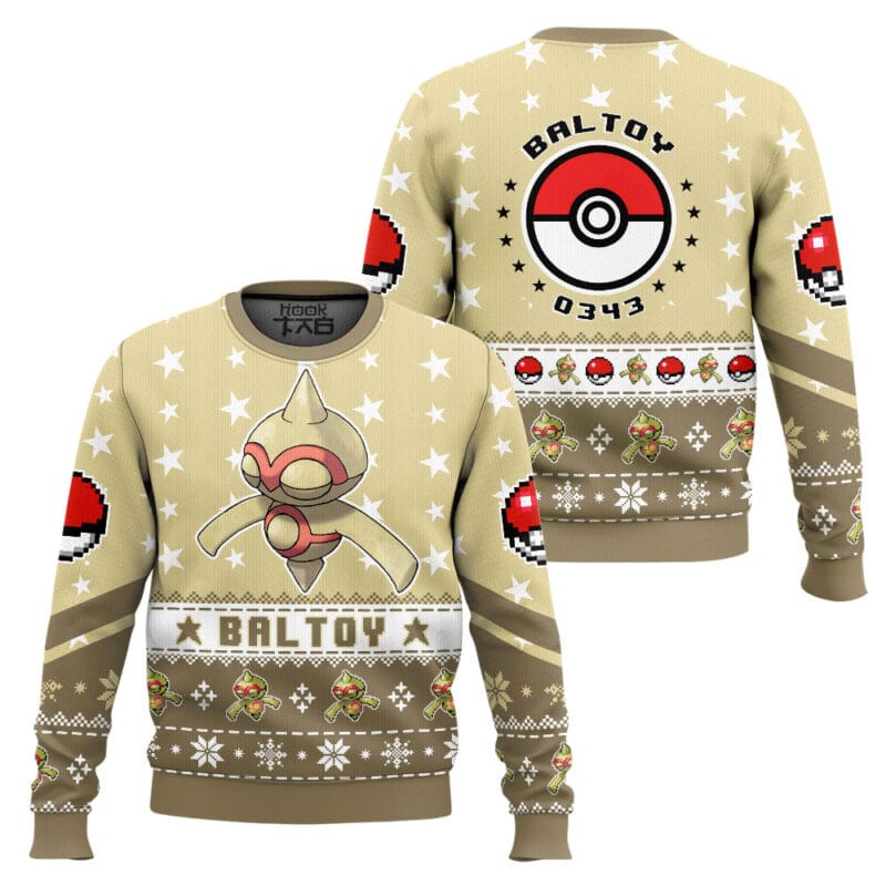 Baltoy Ugly Christmas Sweater, PKM Gen 3 Anime Xmas Sweatshirt