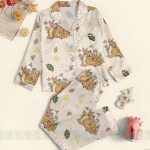 Bambi Mom Fall Autumn Unisex Satin Pajamas Set, Spooky Season Pajamas , Long Sleeve And Short Styles
