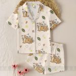 Bambi Mom Fall Autumn Unisex Satin Pajamas Set, Spooky Season Pajamas , Long Sleeve And Short Styles - Image 2