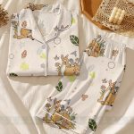 Bambi Mom Fall Autumn Unisex Satin Pajamas Set, Spooky Season Pajamas , Long Sleeve And Short Styles - Image 4