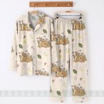 Bambi Mom Fall Autumn Unisex Satin Pajamas Set, Spooky Season Pajamas , Long Sleeve And Short Styles - Image 5
