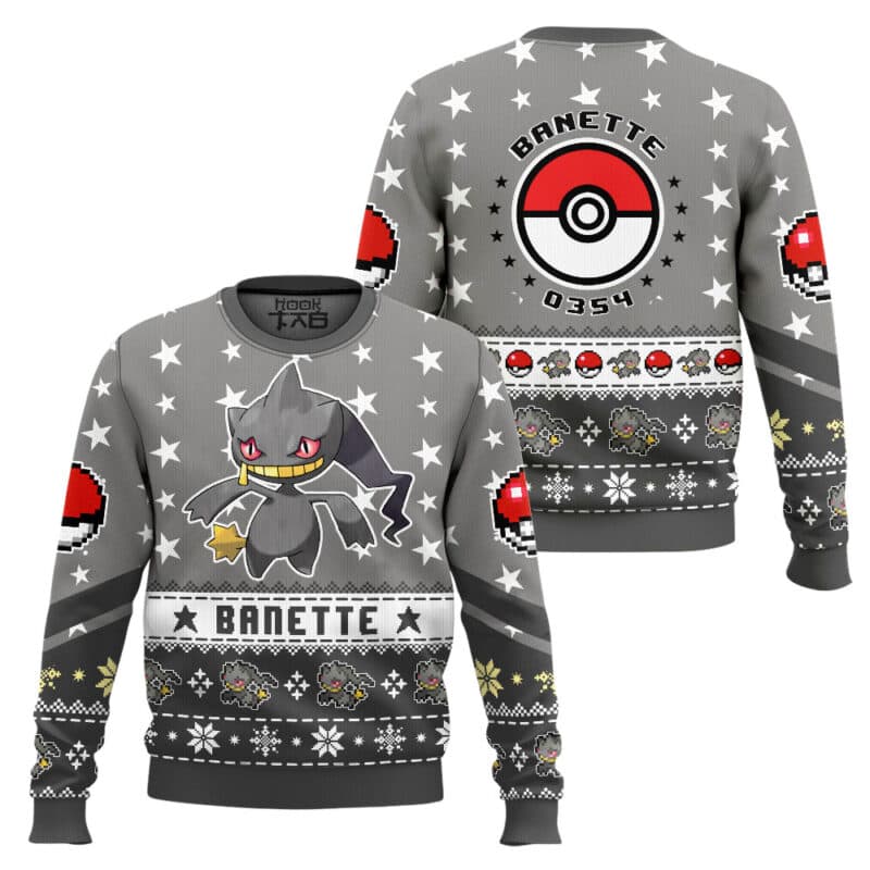 Banette Ugly Christmas Sweater, PKM Gen 3 Ghost Anime Xmas Sweatshirt
