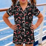 Black Mickey Minnie Pirate Satin Pajamas Set, Cute Youth Bandana PJ Outfit, Vacation Pajama Gift - Image 5