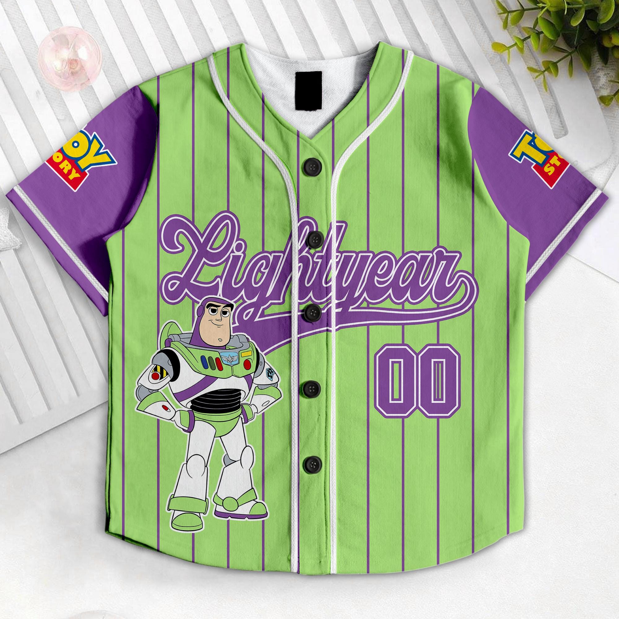 Buzz Lightyear Baseball Jersey, Toy Story Kids Varsity Summer Vacation Buzz Lightyear Baseball Jersey, Toy Story Kids Varsity Summer Vacation - Image 1