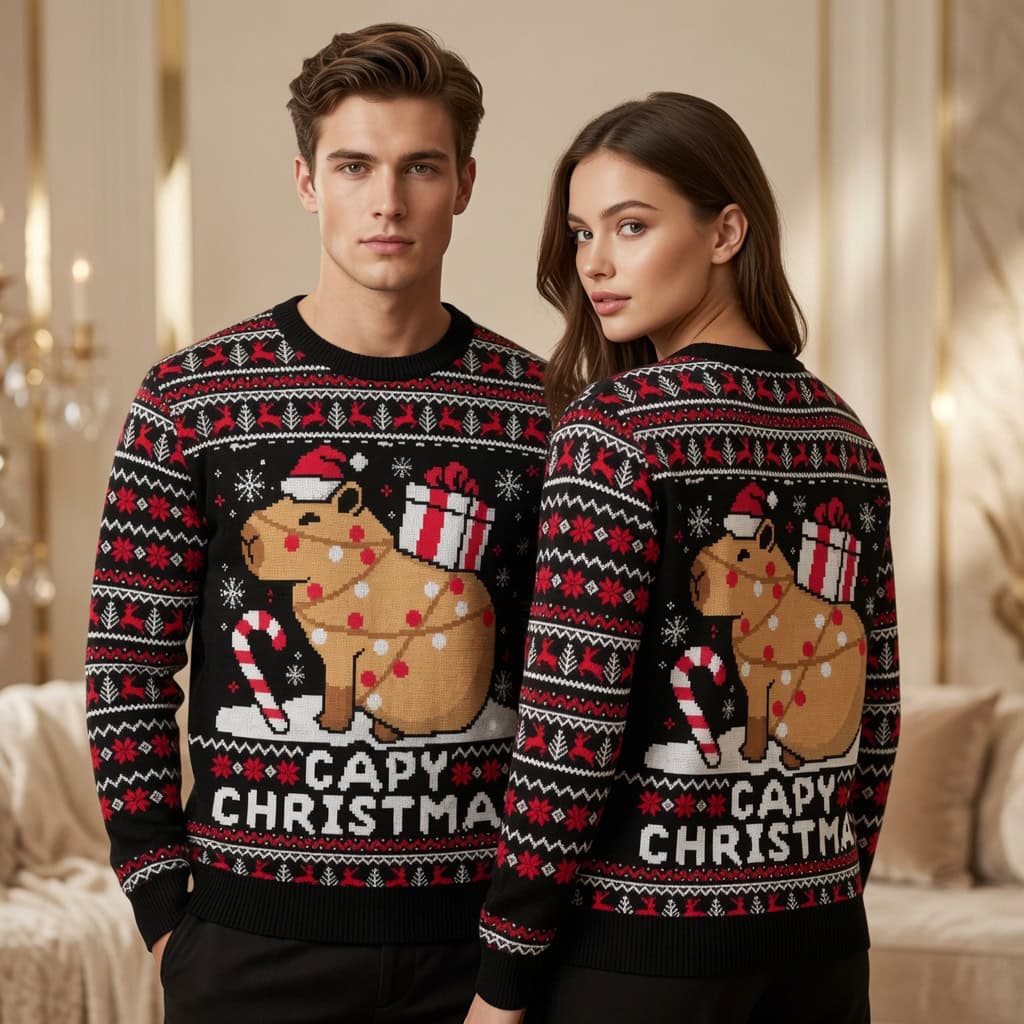 Capy Christmas Ugly Sweater Unisex - Funny Capybara Holiday Animal Knit