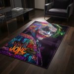 Chaos Joker Graffiti Word Art Rectangular Rug - Dark Purple Villain Decor, Gift for Him & Movie Fans