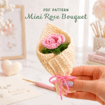 Mini Rose Bouquet Crochet Pattern PDF, Crochet Flower Bouquet Tutorial, Handmade Rose Gift, DIY Floral Decor, Instant Download