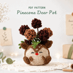Pinecone Deer Pot Crochet Pattern PDF, Reindeer Amigurumi Pattern, Crochet Deer Plant Pot, Christmas Crochet Decor, Instant Download