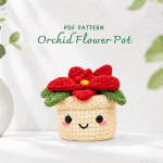 Orchid Flower Crochet Pattern, PDF Download, Crochet Flower Pot Pattern, DIY Plant Pot, Amigurumi Flower Pot, Handmade Home Decor