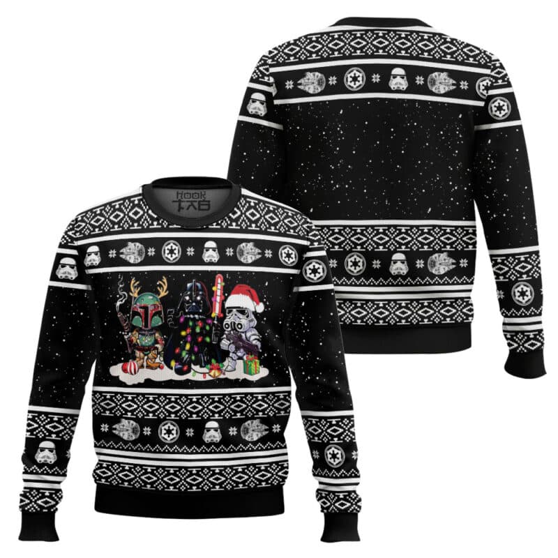 Chibi Dark Villains Ugly Christmas Sweater, Funny Space Xmas Sweatshirt