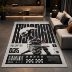 Cosmic Alien Skull Rug Modern Gothic Room Decor Contemporary Area Rug Non-Slip Carpet for Bedroom Living Room