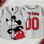 Custom Name Mickey Mouse Baseball Jersey, Striped Summer Vacation Shirt