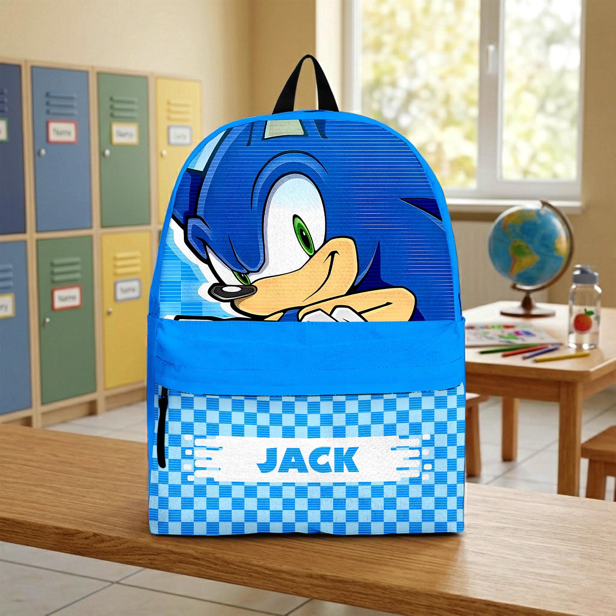 Custom Name Sonic School Backpack, Personalized Sonic Characters School Bag, Disney Back to School Gift 4516863946 Custom Name SN School Backpack, Personalized SN Characters School Bag, DN Back to School Gift 4516863946 - Image 1