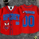 Custom Name Spiderman Kids and Youth Baseball Jersey, DN Spiderman Baseball Jersey, Summer Vacation