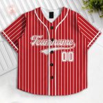 Custom Red White Pinstripe Baseball Jersey, Personalized Name Number Tee, Kids Sports Apparel - Image 5