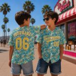 Custom Team Name Tropical Flower Baseball Jersey, Personalized Hawaii Floral Baseball Shirt, Summer Team Gift - Image 11