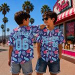 Custom Team Name Tropical Flower Baseball Jersey, Personalized Hawaii Floral Baseball Shirt, Summer Team Gift - Image 3