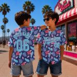 Custom Team Name Tropical Flower Baseball Jersey, Personalized Hawaii Floral Baseball Shirt, Summer Team Gift - Image 4
