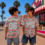 Custom Team Name Tropical Flower Baseball Jersey, Personalized Hawaii Floral Baseball Shirt, Summer Team Gift - Image 6
