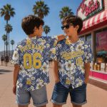 Custom Team Name Tropical Flower Baseball Jersey, Personalized Hawaii Floral Baseball Shirt, Summer Team Gift - Image 9