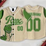 Custom Toy Story Rex Kids and Youth Baseball Jersey, Pixar Toy Story Baseball Jersey, Summer Vacation