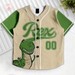 Custom Toy Story Rex Kids and Youth Baseball Jersey, Pixar Toy Story Baseball Jersey, Summer Vacation - Image 3