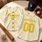 Custom White Gold Baseball Jersey, Personalized Name Number Tee, Kids Sports Apparel - Image 3
