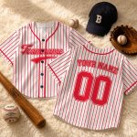 Custom White Red Baseball Jersey, Personalized Team Shirt, Kids Sports Apparel