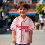 Custom White Red Baseball Jersey, Personalized Team Shirt, Kids Sports Apparel - Image 4
