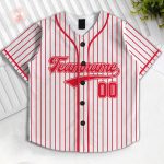Custom White Red Baseball Jersey, Personalized Team Shirt, Kids Sports Apparel - Image 5