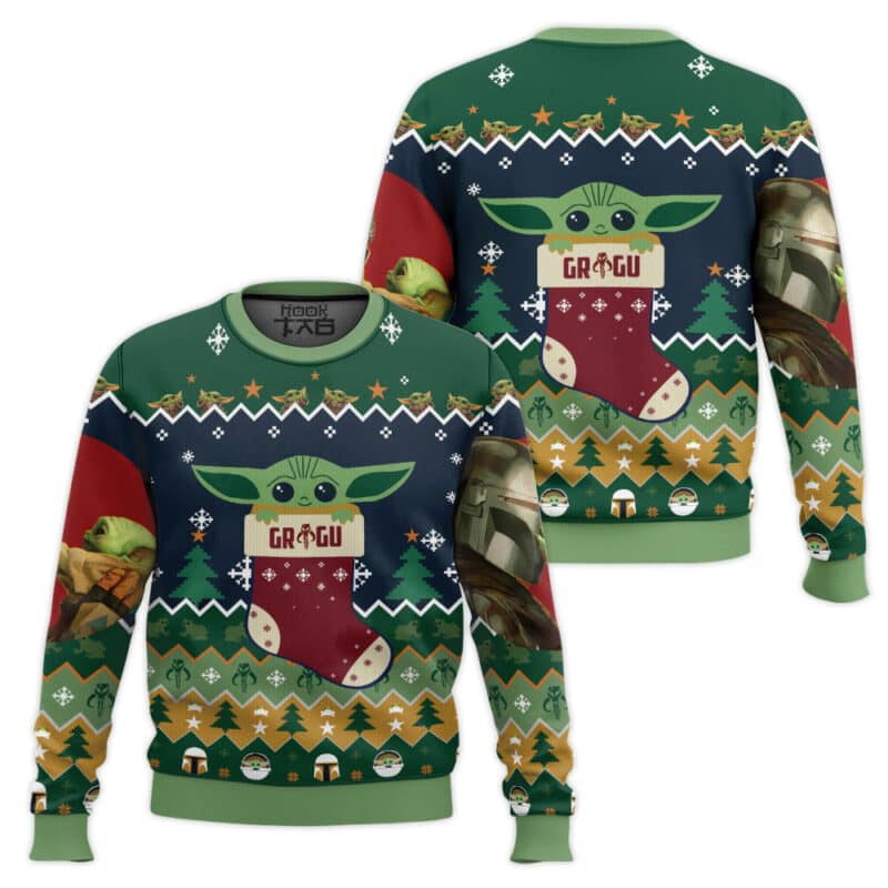 Cute Baby Alien In Stocking Ugly Christmas Sweater, Space Xmas Sweatshirt