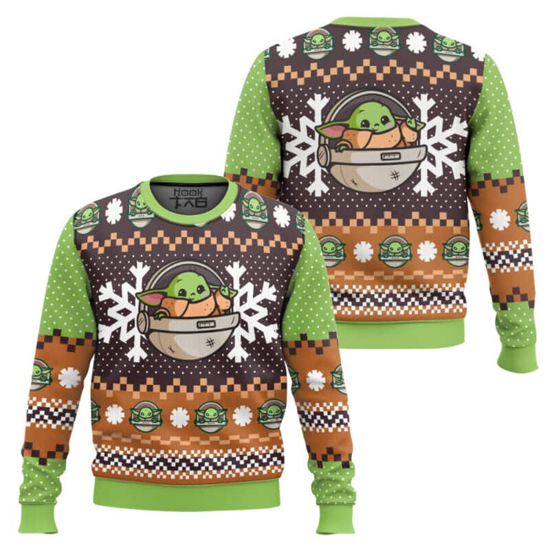 Cute Baby Alien Pod Snowflake Ugly Christmas Sweater, Space Xmas Sweatshirt