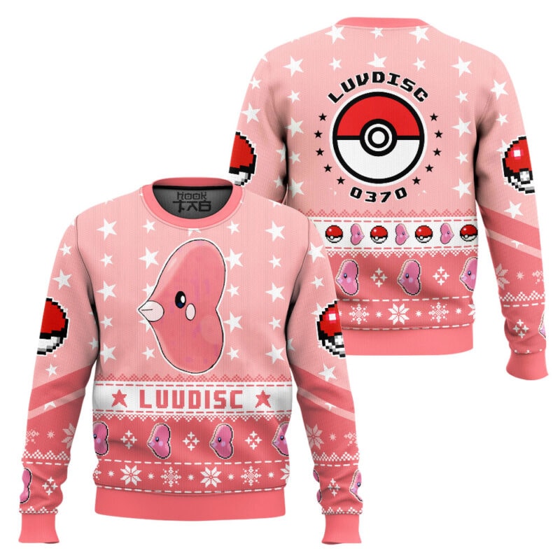 Cute Luvdisc PKM Ugly Christmas Sweater, Water Type Holiday Jumper