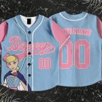Cutsom Bo Peep Kids and Youth Baseball Jersey, Toy Story Pink Blue Baseball Jersey, Summer Vacation