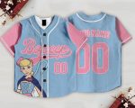 Cutsom Bo Peep Kids and Youth Baseball Jersey, Toy Story Pink Blue Baseball Jersey, Summer Vacation - Image 2