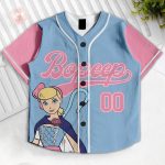 Cutsom Bo Peep Kids and Youth Baseball Jersey, Toy Story Pink Blue Baseball Jersey, Summer Vacation - Image 3