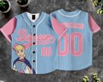 Cutsom Bo Peep Kids and Youth Baseball Jersey, Toy Story Pink Blue Baseball Jersey, Summer Vacation - Image 4
