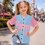 Cutsom Bo Peep Kids and Youth Baseball Jersey, Toy Story Pink Blue Baseball Jersey, Summer Vacation - Image 6