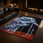 Cyber Gothic Fantasy Rug, Metallic Angel Floor Carpet, Dark Modern Home Decor Decorative Area Rug Cozy Living Room Carpet Home Accent